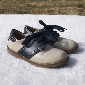 Footmates Toddler Navy Blue Ivory Saddle Shoes
